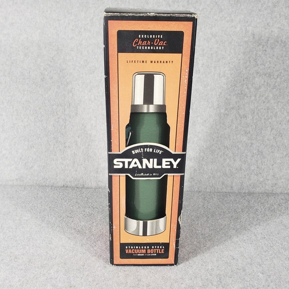 Stanley Classic Green Stainless Steel Vacuum Bottle 1.1 Quart 1 Lt Thermos Cup - Picture 2 of 15